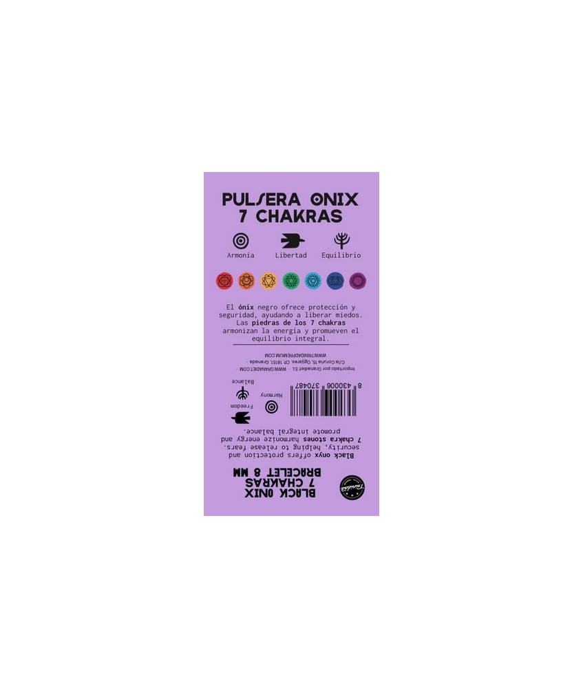 TRI.PULSERA ONIX CHAKRAS 8 MM.
