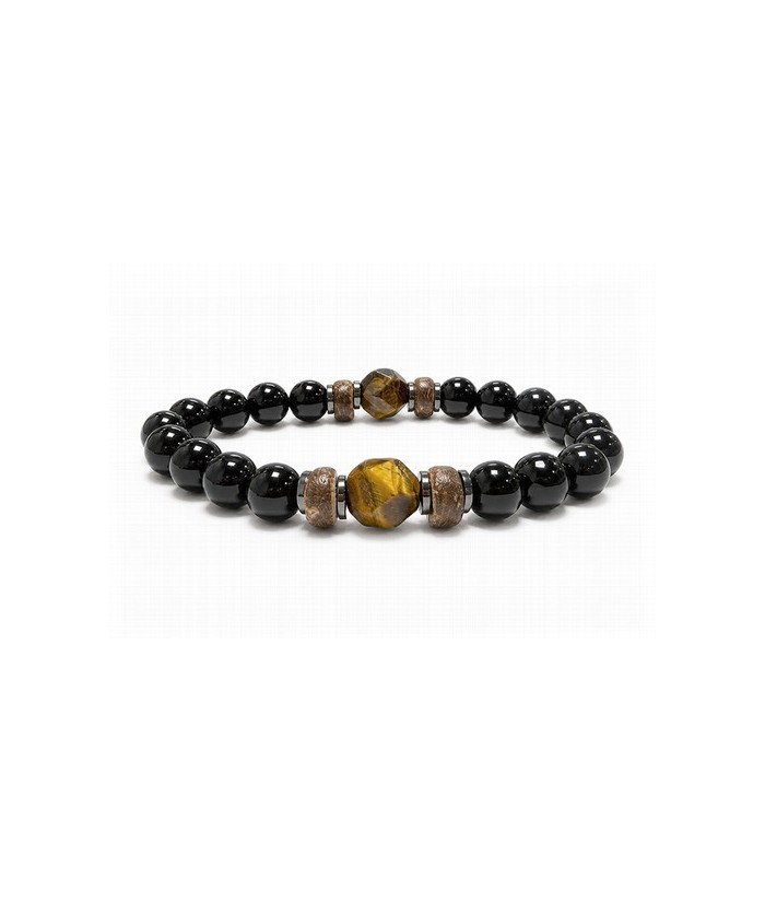 Pulsera de ónix negro y ojo de tigre, con cuentas de 8 mm y un estilo contrastante y estructurado.
Esta pulsera combina ónix n