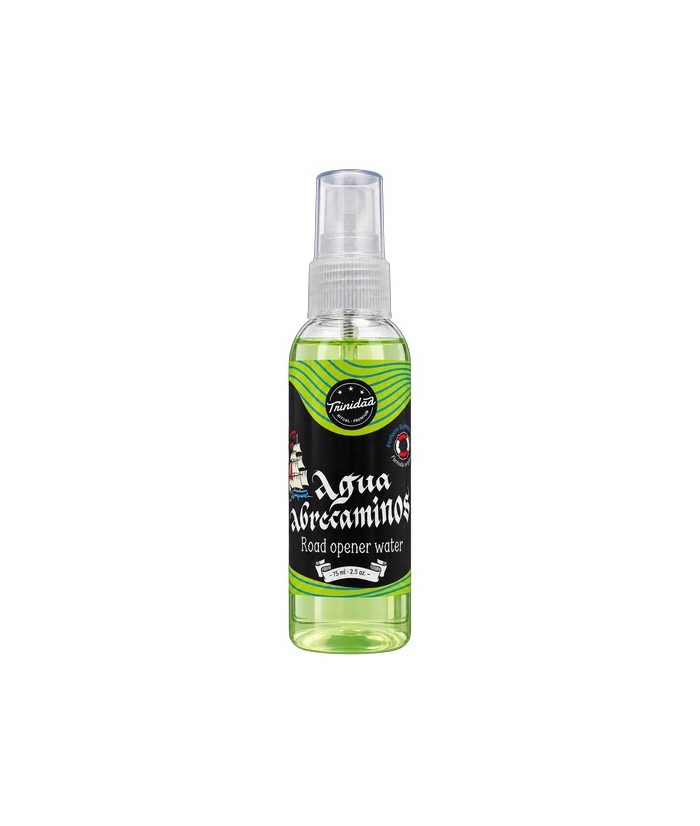 Agua Abrecaminos en presentación de 75ml, ideal para quienes buscan una opción ligera y portátil. elaborada a base de agua, alc