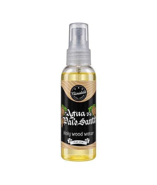 Agua de Palo Santo en presentación de 75ml, ideal para quienes buscan una opción ligera y portátil. elaborada a base de agua, a