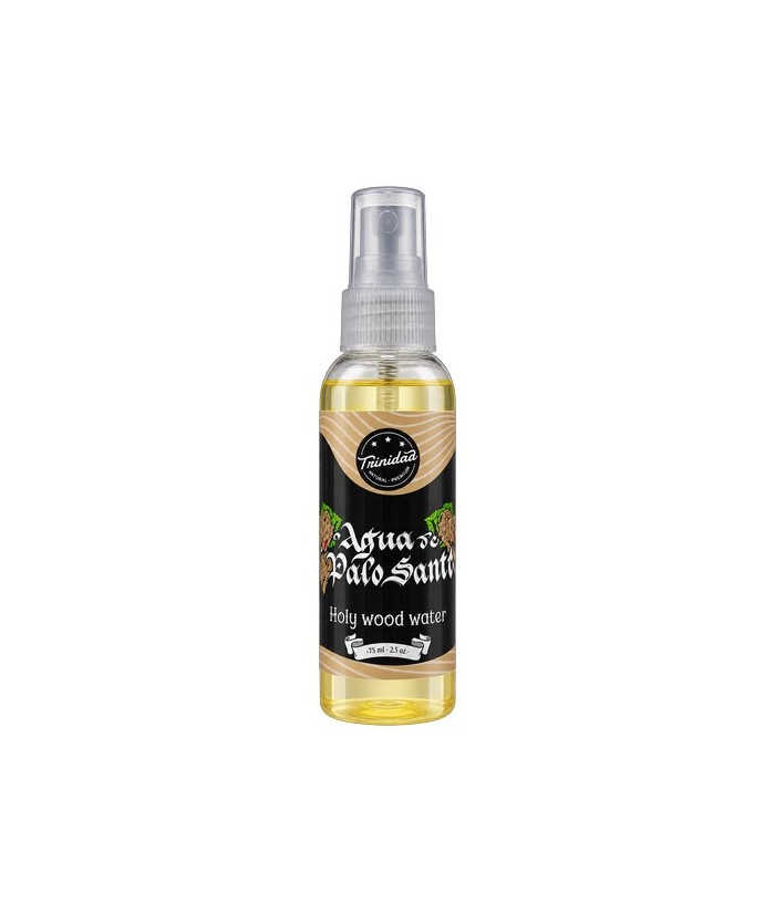 Agua de Palo Santo en presentación de 75ml, ideal para quienes buscan una opción ligera y portátil. elaborada a base de agua, a