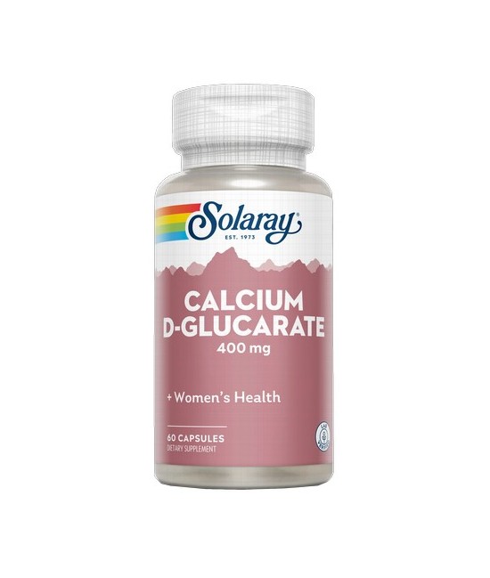 Solaray D-Glucarate 400mg es un complemento alimenticio en cápsulas que aporta 400 mg de calcio D-glucarato, derivado del ácido