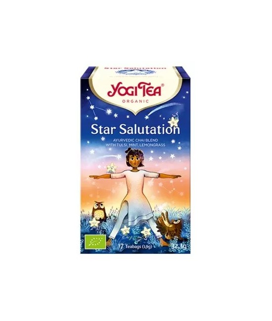 Yogi Tea Star Salutation Ecológico 17 Bolsitas es un preparado ecológico para infusiones ayurvédicas con hierbas y especias.
N