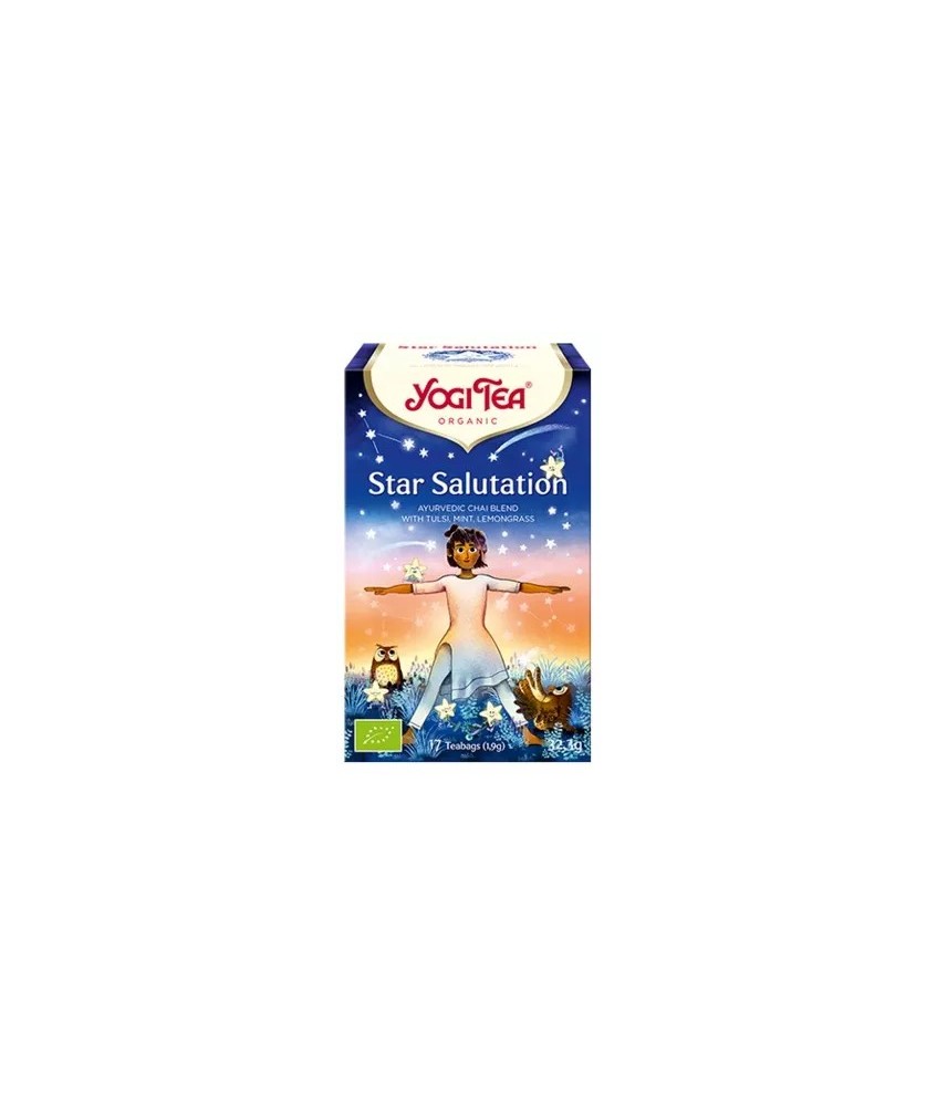 Yogi Tea Star Salutation Ecológico 17 Bolsitas es un preparado ecológico para infusiones ayurvédicas con hierbas y especias.
N