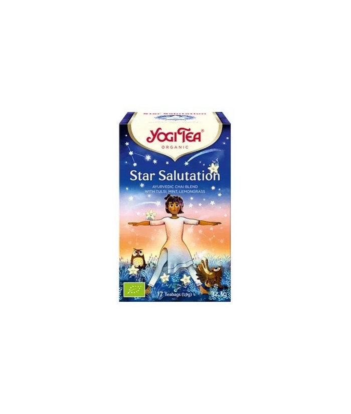 Yogi Tea Star Salutation Ecológico 17 Bolsitas es un preparado ecológico para infusiones ayurvédicas con hierbas y especias.
N