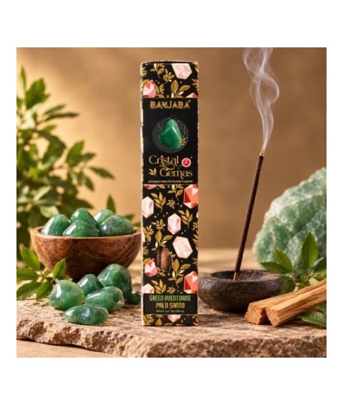 Incienso Banjara Crystal Gems Aventurina Verde  Palo Santo
Descubre el Incienso Cristal Gemas Aventurina Verde Banjara, una o