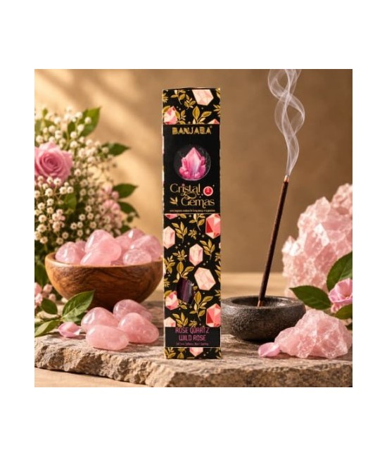 Incienso Banjara Crystal Gems Cuarzo Rosa  Rosa Silvestre
Descubre la delicadeza del Incienso Cristal Gemas Cuarzo Rosa Banja