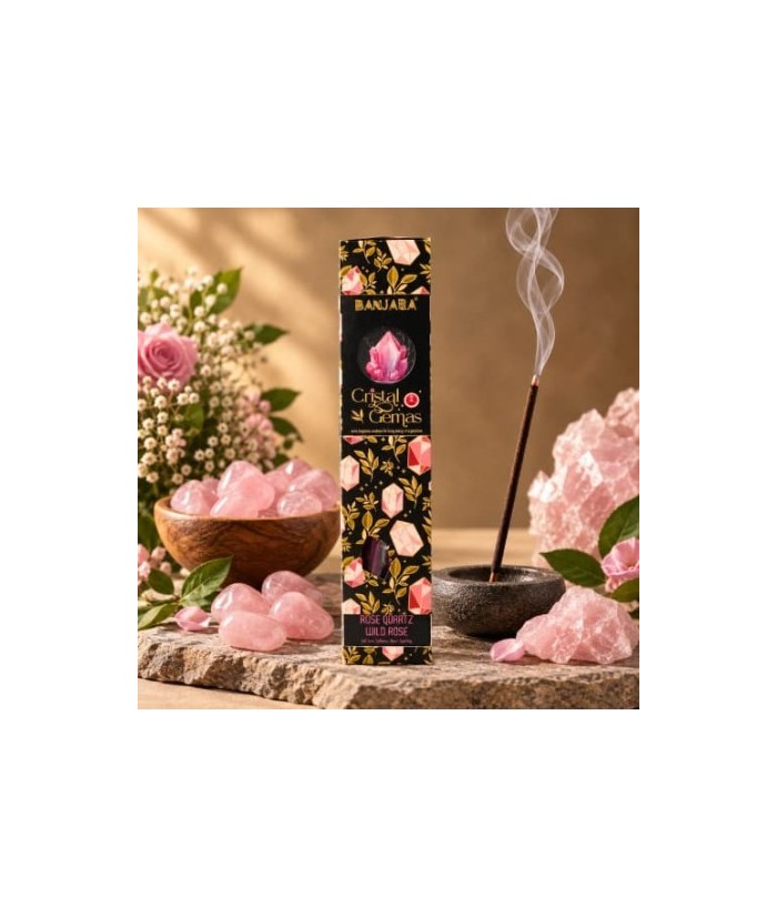Incienso Banjara Crystal Gems Cuarzo Rosa  Rosa Silvestre
Descubre la delicadeza del Incienso Cristal Gemas Cuarzo Rosa Banja