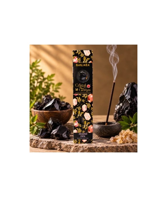 Incienso Banjara Crystal Gems Obsidiana  Aroma Copal
Descubre la fuerza aromática del Incienso Cristal Gemas Obsidiana Banjar