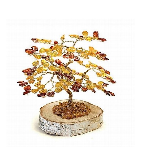 Árbol de piezas de ámbar pulido (135 piedras aprox.)
Tamaño piedras: 0,5-1cm aprox.
Base de madera.
Altura: 12cm.