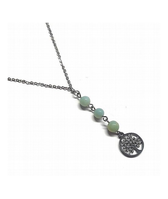 Collar acero Árbol de la vida y 3 bolas de 6mm de Aventurina.

Medida: 25 cm largo aprox.