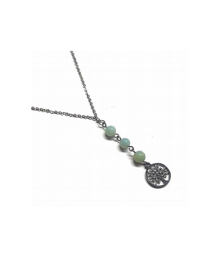 Collar acero Árbol de la vida y 3 bolas de 6mm de Aventurina.

Medida: 25 cm largo aprox.