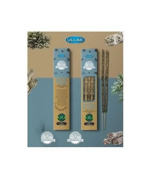 El incienso natural de PALO SANTO SALVIA BLANCA TWIN FRAGANCES DE de ULLAS se elabora con materias primas directamente extraída