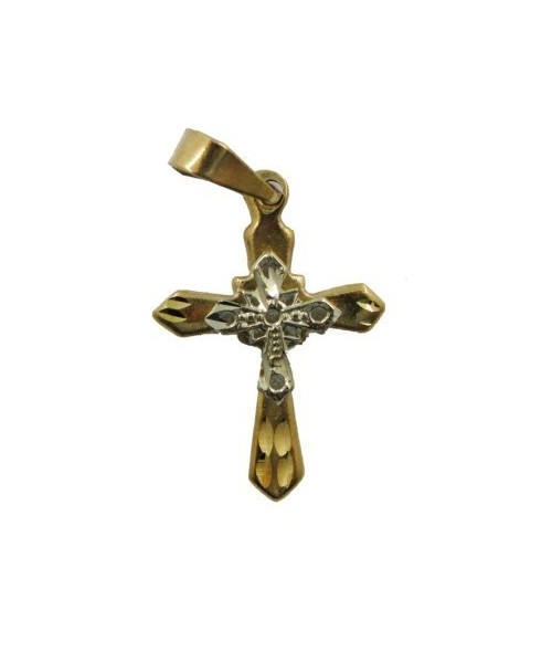 Amuleto Cruz sobre Cruz Tumbaga 2 Metales 3 cm ·