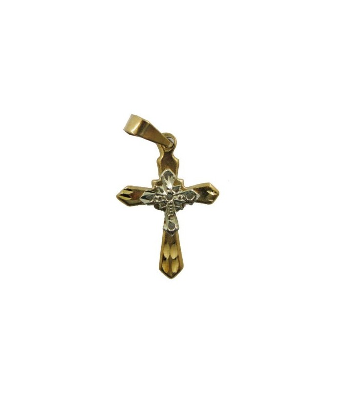 Amuleto Cruz sobre Cruz Tumbaga 2 Metales 3 cm ·