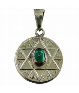 Amuleto Estrella 6 Puntas Atrae y Repele Piedra Verde con Tetragramaton 2.5 cm