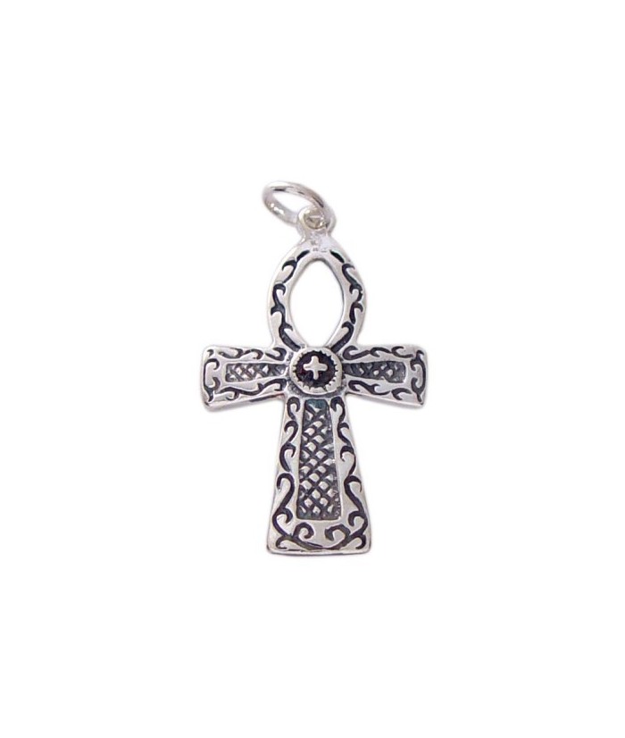 Amuleto Plata Cruz Egipcia 3.9 x 2.3 cm