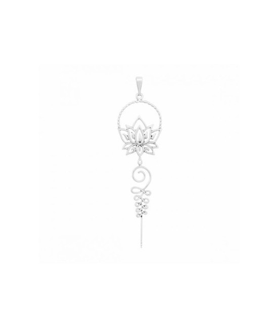 Amuleto Plata Unalome Espiritual Flor de Loto 60 mm