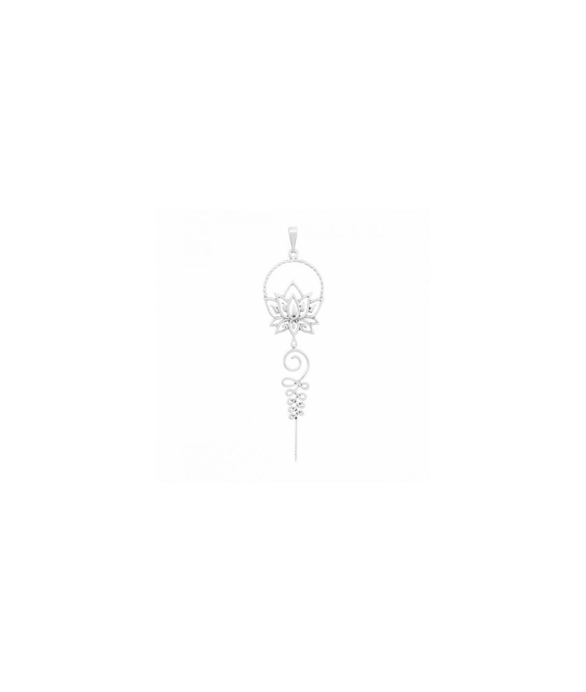 Amuleto Plata Unalome Espiritual Flor de Loto 60 mm