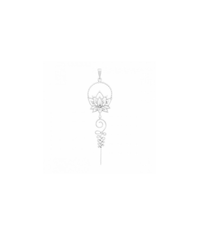 Amuleto Plata Unalome Espiritual Flor de Loto 60 mm