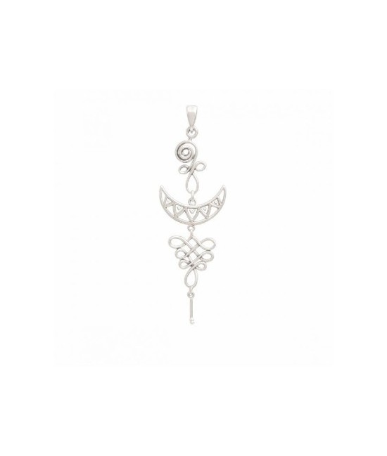 Amuleto Plata Unalome Espiritual Luna 50 mm