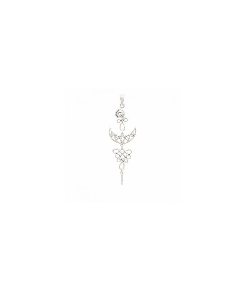 Amuleto Plata Unalome Espiritual Luna 50 mm