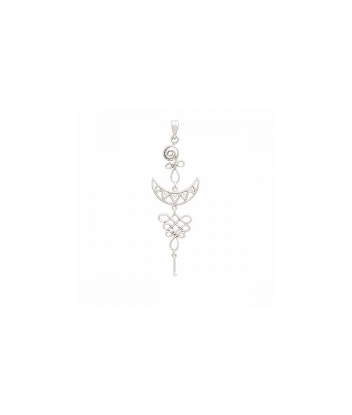Amuleto Plata Unalome Espiritual Luna 50 mm