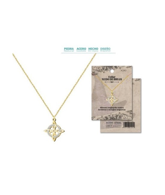 Colgante Nudo de Bruja Acero y cadena Dorado