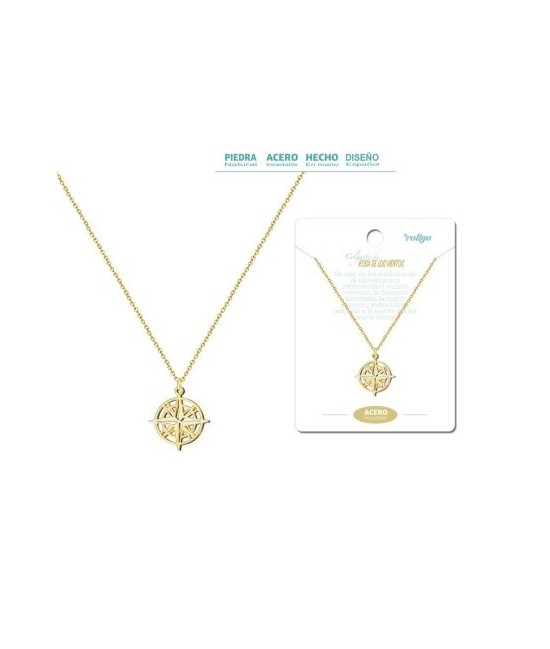 Colgante Rosa De Los Vientos Acero Dorado