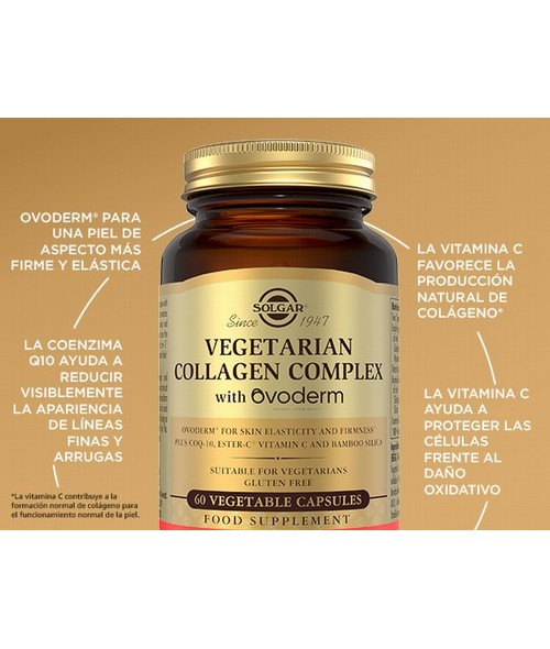 Complejo avanzado de colágeno con Ovoderm®, un colágeno vegetariano ampliamente estudiado junto con otros ingredientes que cuid