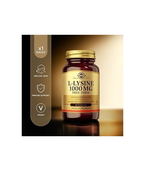 L-lisina 1000 mg es un producto que forma parte de la gama de aminoácidos de alta calidad de Solgar®. La L-lisina es un aminoác