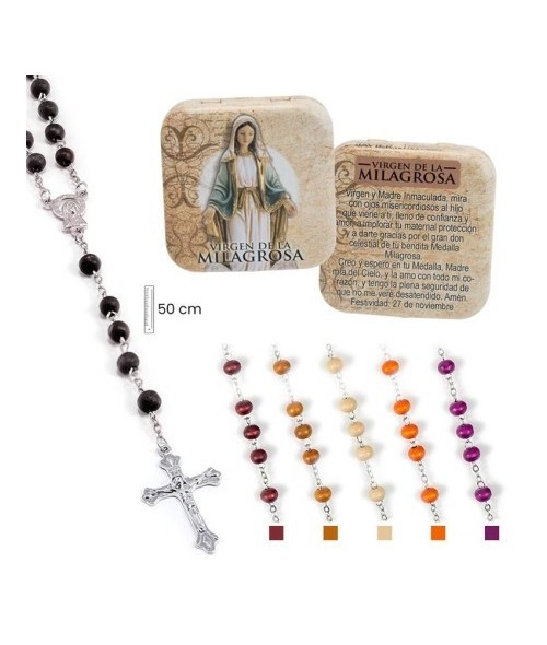 Rosario Virgen Milagrosa Madera Color 