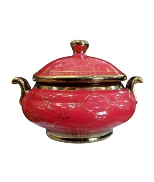 Sopera Porcelana Ibeyis 12 x 17 cm (Rojo con dorado)