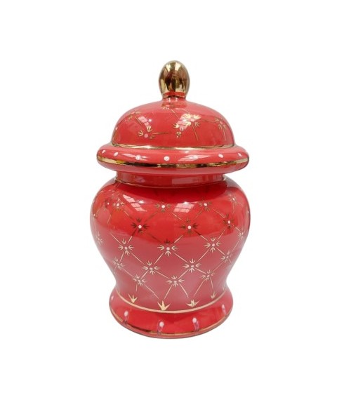 Sopera Porcelana Jimagua 18 x 10 cm (Rojo con dorado)