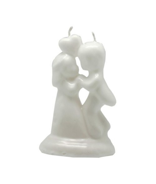 Vela Parejita Niños con Corazon 13 cm (Blanco)