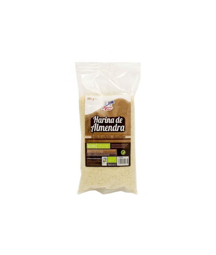 Harina de almendra procedente de cultivo ecológico, elaborada a partir de la trituración de frutos secos repelados. Ideal para 