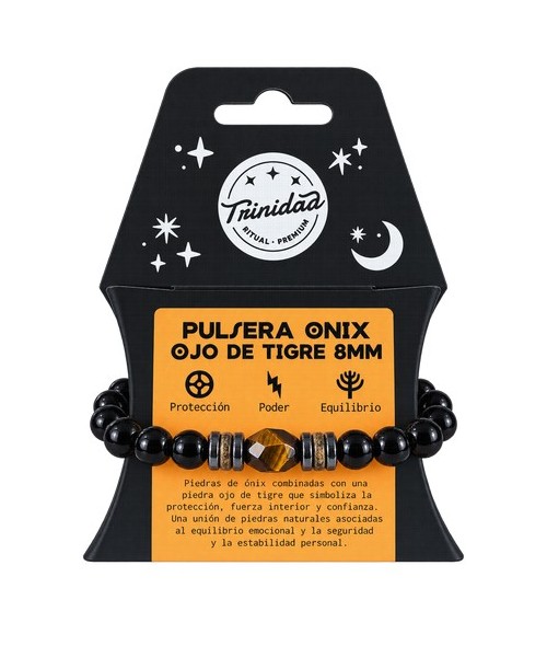 TRI.PULSERA ONIX OJO TIGRE 8 MM