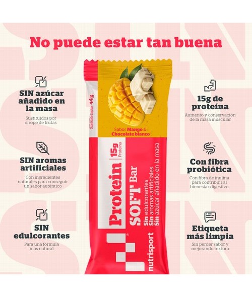 NS.PROTEICAS SOFT MANGO CHOCOLATE BLANCO 25 BARRITAS NEW