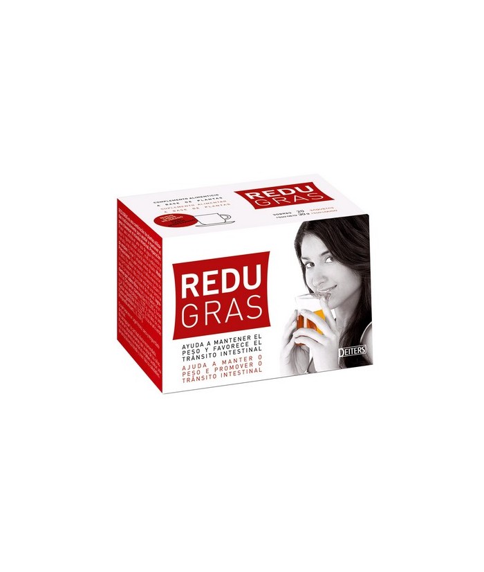 DESCRIPCIÓN: Redugras es un complemento alimenticio en forma de sobres-filtro para infusión, con una cuidada mezcla de plantas 