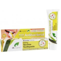 Tea Tree Toothpaste
Esta pasta de dientes de triple acción contiene aceite de árbol de
té orgánico, Aloe Vera, sílice, musgo 