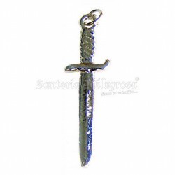 Amuleto Espada Santa Barbara / Chango Plateada - Niquelada 4 cm (Para Colgar)
