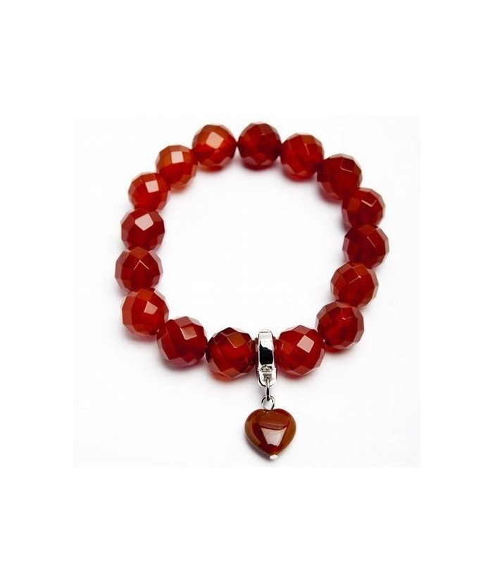 KU.PULSERA CARNEOLA BOLA FACETADA 12 CORAZON