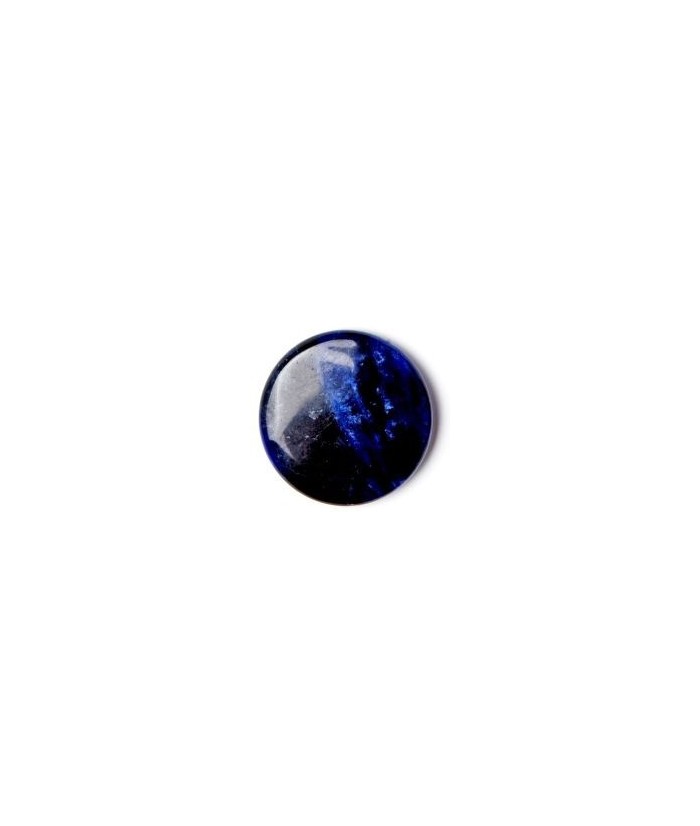 Rodado plano para Chakra de Sodalita.

Chakra significa "rueda" en Sánscrito. Este término se utiliza para denominar los cent