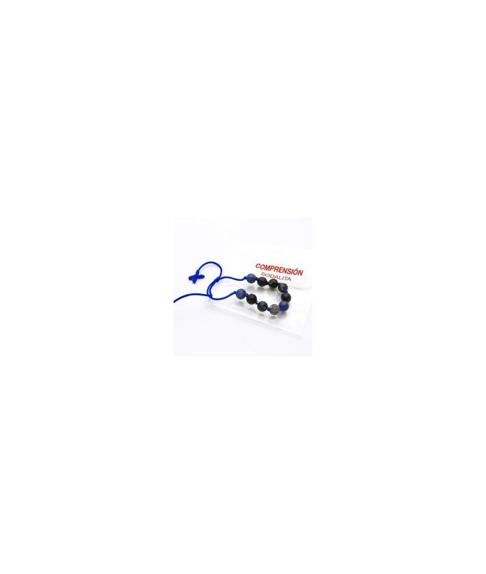 KU.PULSERA SODALITA BOLAS CON CRUZ (COMPRESION)