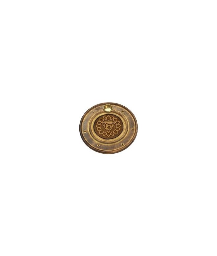 Engraved wood incense holder.
Size: 100mm diameter.