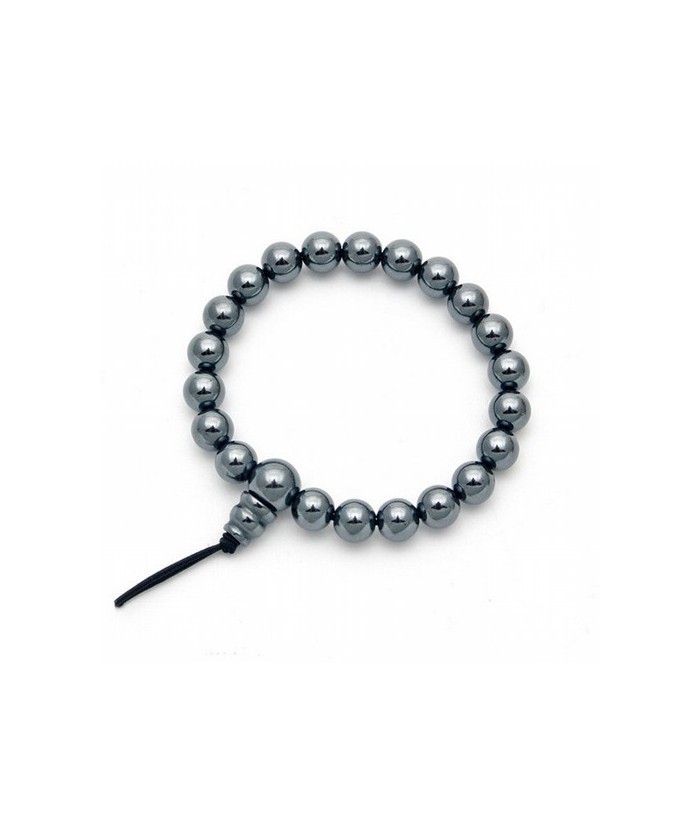 Pulsera de hematite en bola de 8mm.
Presentada con cartón con el  nombre del mineral y su propiedad.