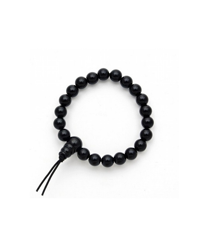Pulsera de obsidiana en bolas de 8mm.
Presentada con cartón con el  nombre del mineral y su propiedad.