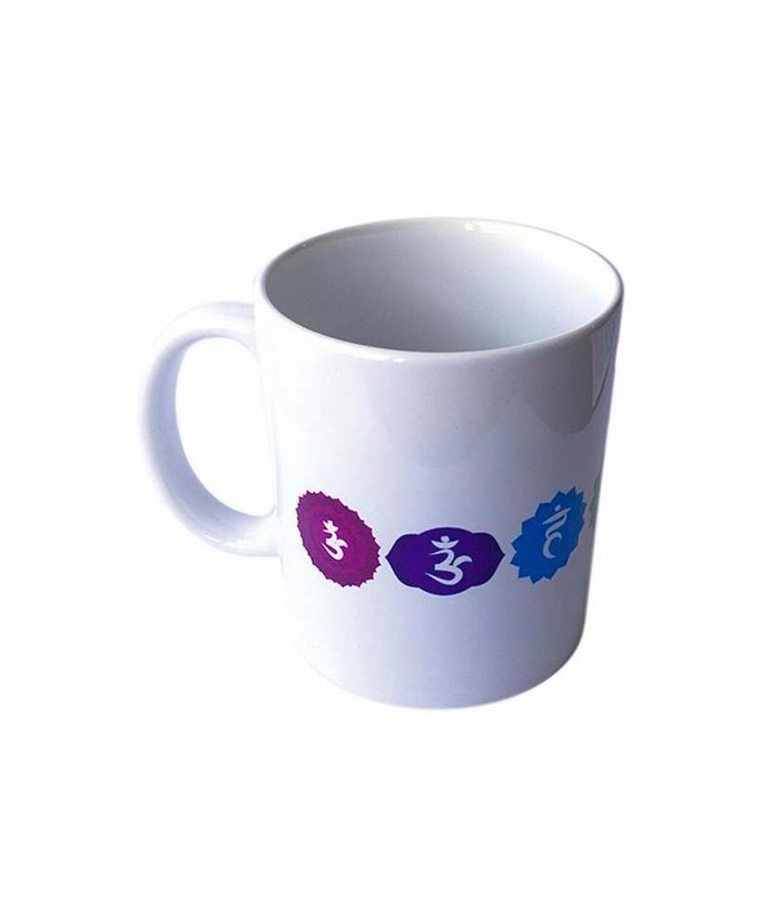 Taza blanca de los 7 chakras