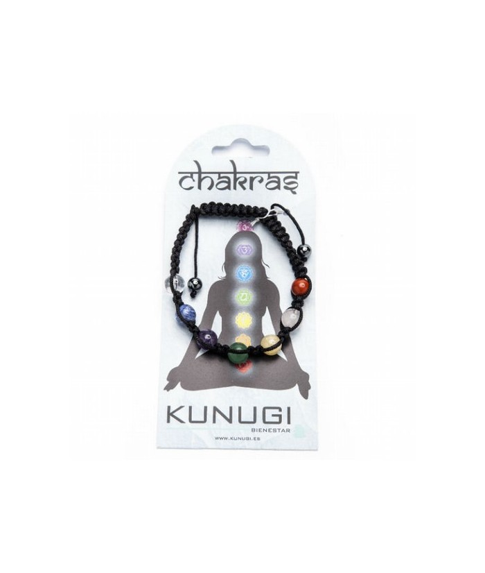 Pulsera mineral en bola  8mm enlazada con hilo.
Los minerales coninciden con los colores de los chakras : aventurina, calcita,