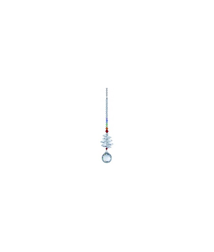 Medidas: 19 Cm.
Cristal austriaco, altura de los cristales 12,5cm, Esfera 2 cm. dimeatro y cadena de metal
